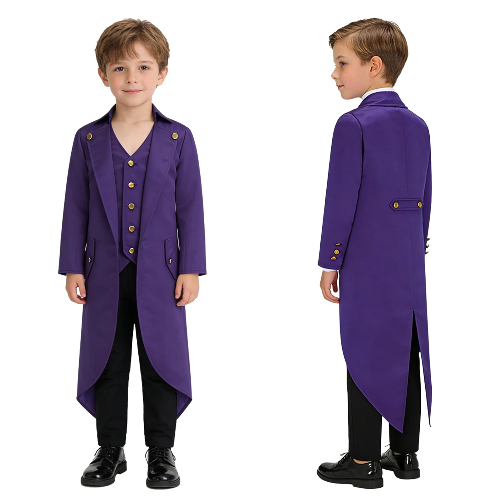 Medieval Costume Boys Vintage Steampunk Gothic Tailcoat Jacket Victorian Pirate Vampire Clown Tuxedo Uniforms Halloween Dress Up