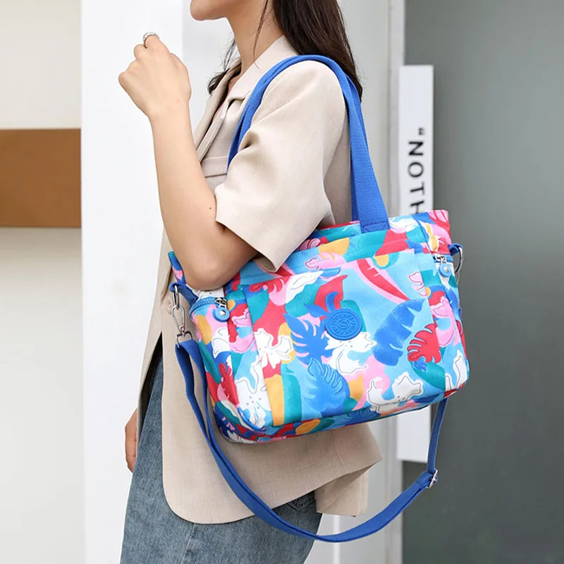 Large Capacity Women Shoulder Bags 2023 New Waterproof Nylon Travel Bags Floral Print Female Handbags Casual Ladies Tote Bags