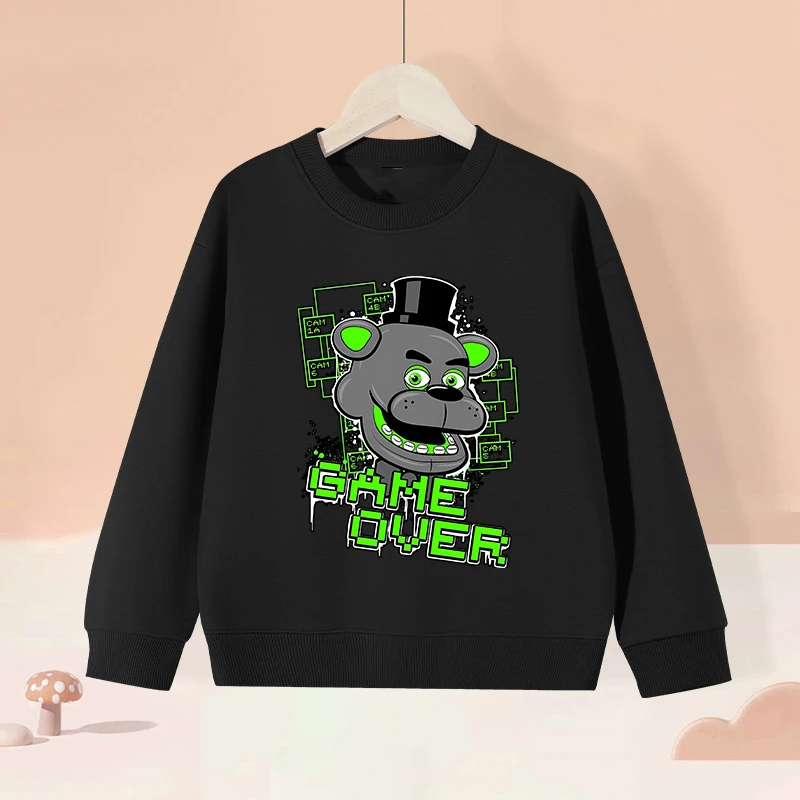 Five Nights At Freddys 어린이 크루넥 스웨트셔츠 애니메이션 FNAF 봄 풀오버 긴팔 탑 소년 얇은 티셔츠 아동복