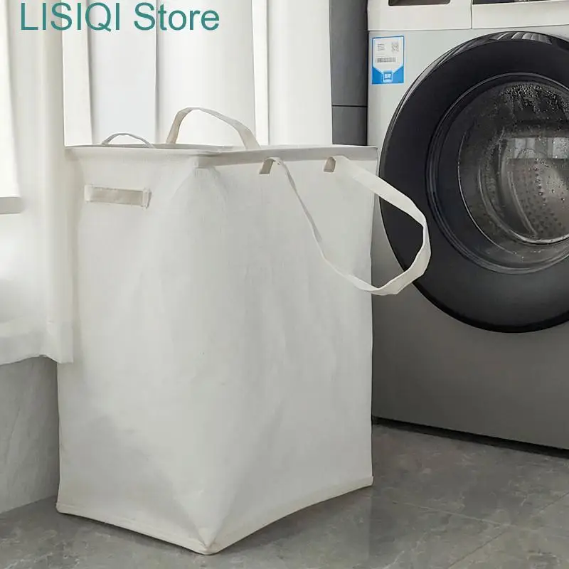 

New Hanging Laundry Basket Basics Fabric Storage Bin Tall Cube Slim Hamper Waterproof Collapsible with Soft Handles for Home