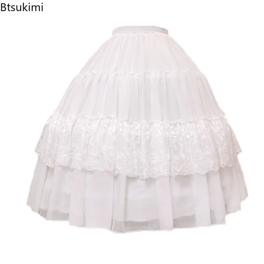 2025 Women's Lolita Crinoline Petticoat Short Fluffy Skirt Star Moon Tassel Adjustable Fishbone Crinoline for Wedding Bridal