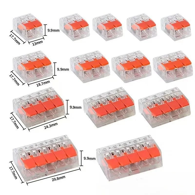 PCT Transparent Wire Connector, 75/80/90pcs Boxed Quick Terminal Block, Splicing Connector