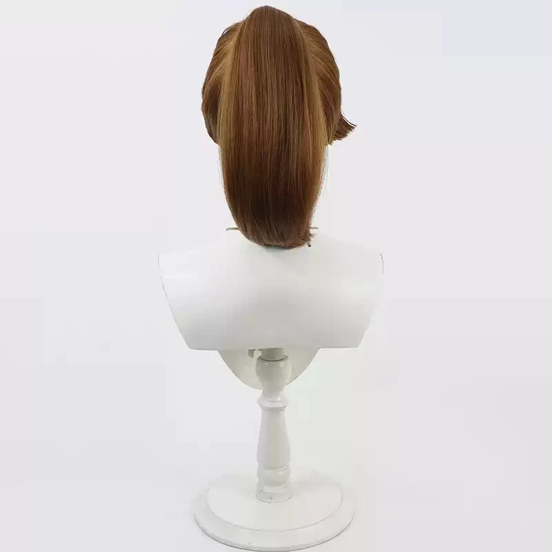 Nintama Rantaro Tamura Mikiemon Cosplay Wig Straight Brown Ponytail Heat Resistant Synthetic Hair