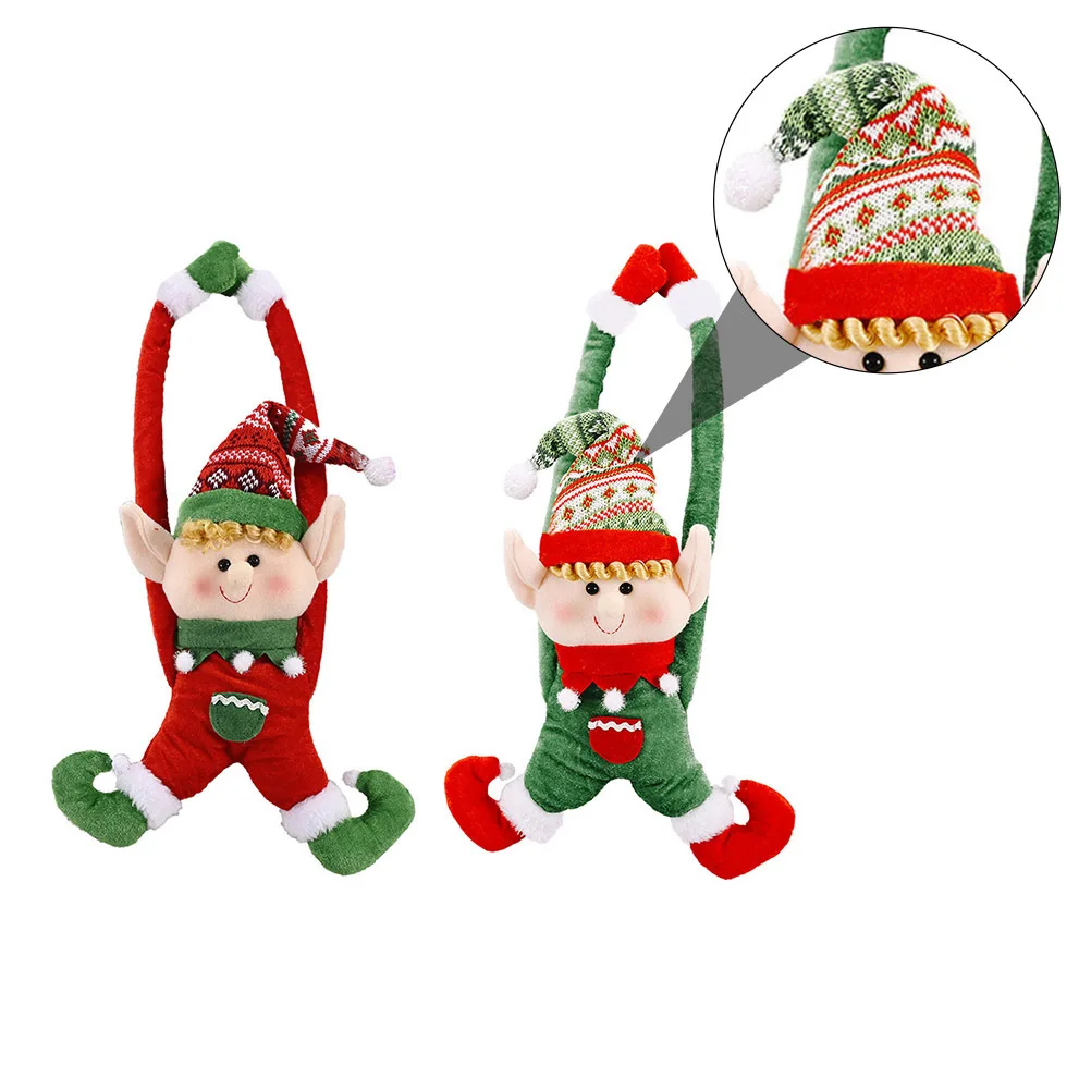 

2Pcs Christmas Red Fairy Curtain Buckle Lovely Door Hanging Doorknob Pendant Festival Decoration Home Party Ornament