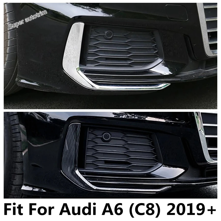 

Front Fog Lights Lamps Eyebrow Strip Decoration Cover Trim For Audi A6 C8 2019 - 2023 ABS Chrome Accessories Exterior Refit Kit