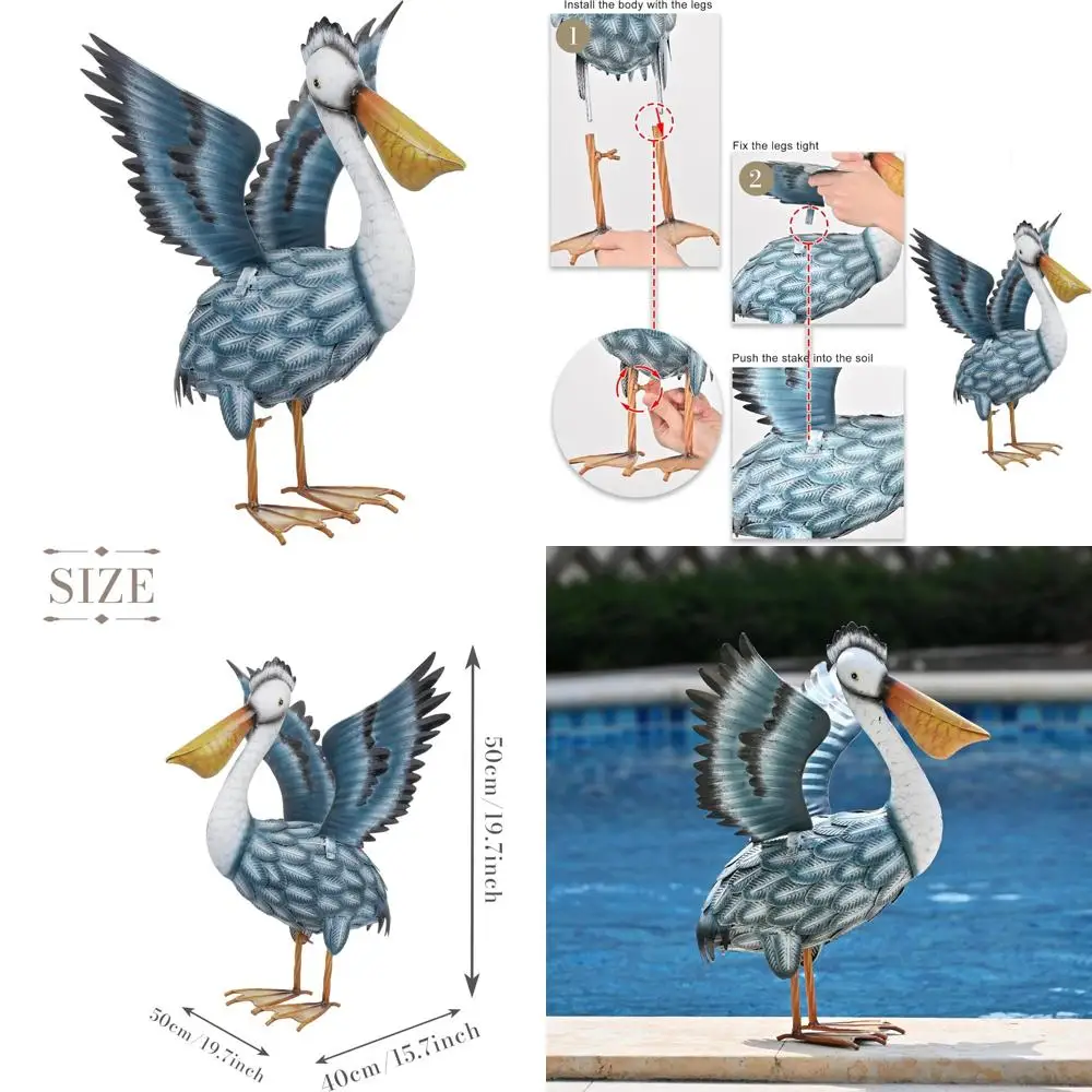 

Прибрежные уличные пеликанские статуи-14, металлические океанские тематические птицы, садовые декоративные скульптуры для патио