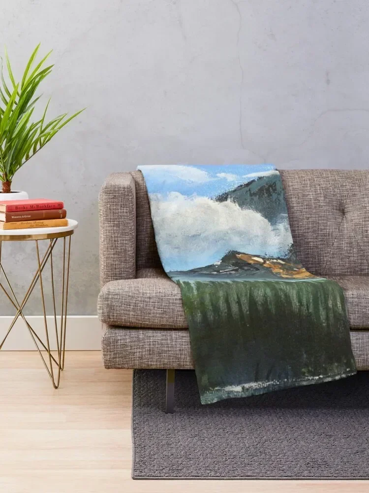 Bob Ross Inspired Landscape - Mountain Art Throw Blanket Cute Plaid heavy to sleep Thin Picnic Blankets