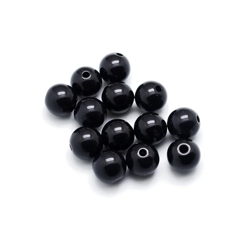 Charm Round Loose Beads for Jewelry Making 6-14mm Black Beeswax Imitation Amber DIY Bracelets Necklace Key Chain Accessories