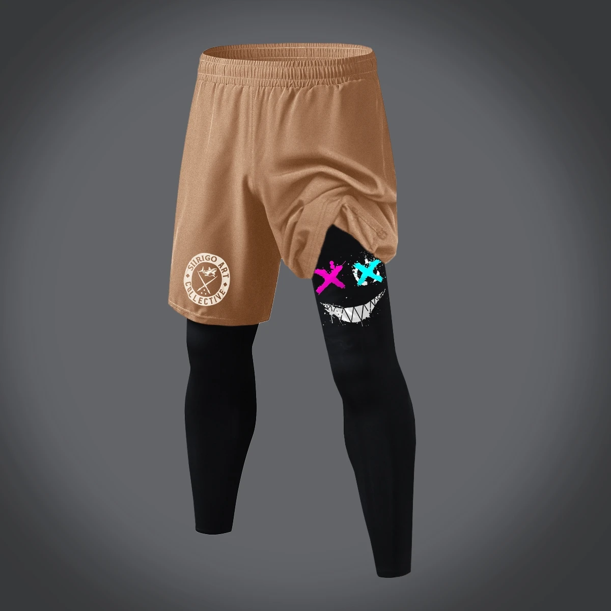 Calça Esportiva Estampada com Sorriso Malvado, Treinamento de Ginástica, Corrida, Basquete, Secagem Rápida, 2 em 1, XS-5XL, Moda, 2024