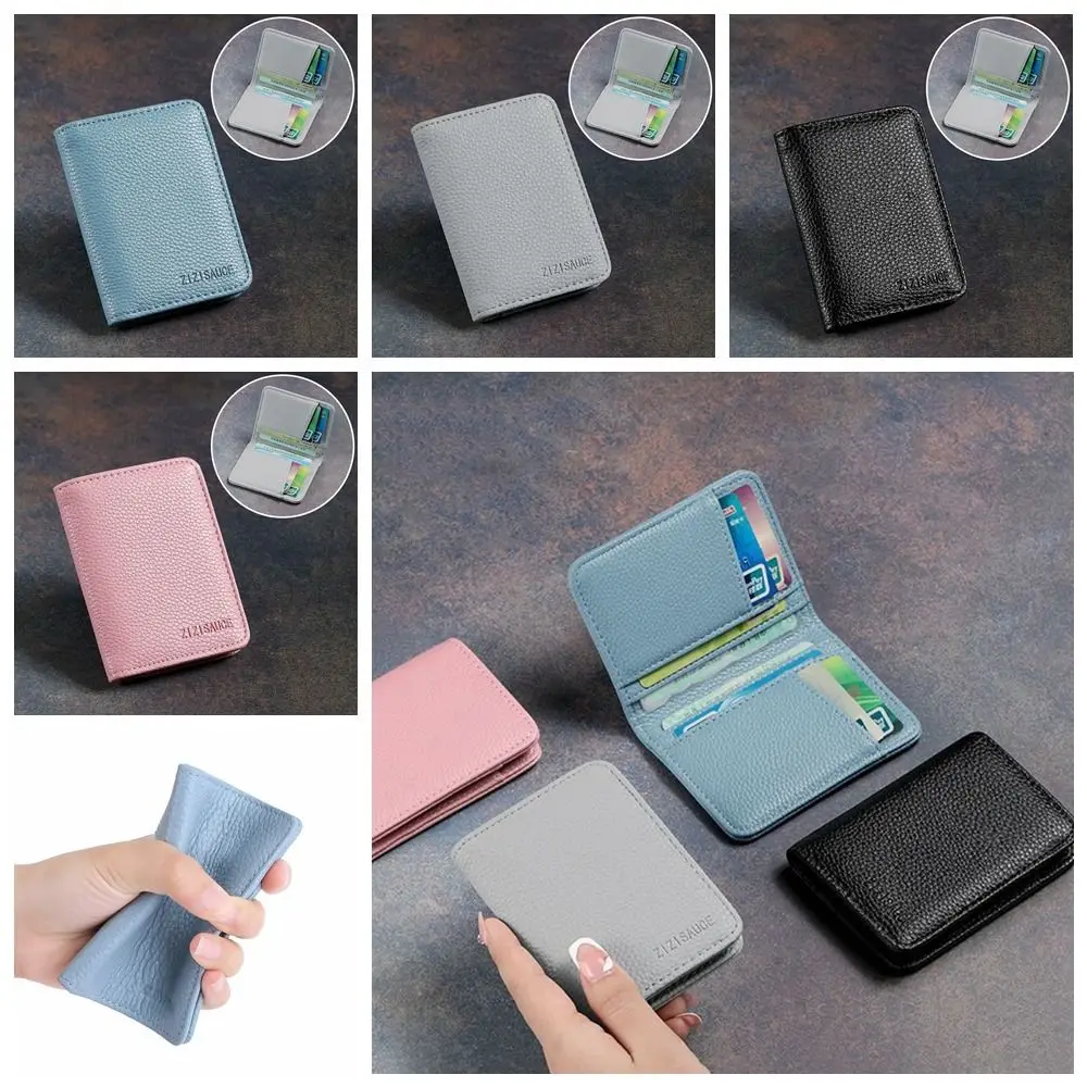 

Portable Pu Leather Card Holder Square Card Holder Coin Purse Money Clip Change Purse Card Bag Outdoor