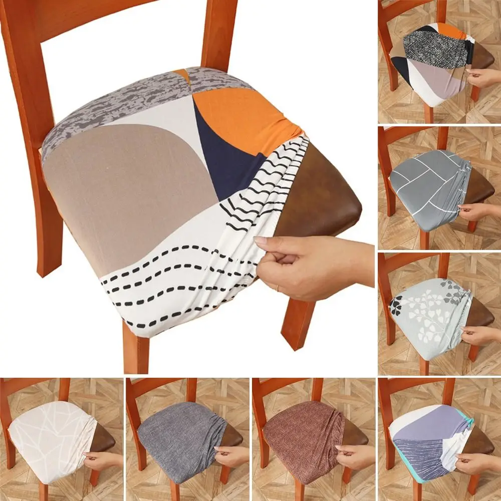 Anti-Dirty Elastic Chair Cover Dustproof Washable Dining Room Cushion Covers Removable Fashion Printed Chair Seat Slipcovers