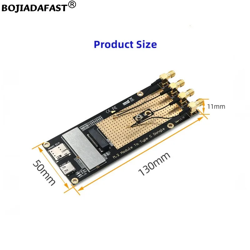 USB Type-C To NGFF M.2 Key-B Slot Wireless Adapter 1 Nano SIM Card Holder 4 Antenna For RM520N-GL SIM8200 5G 4G LTE Modem Module