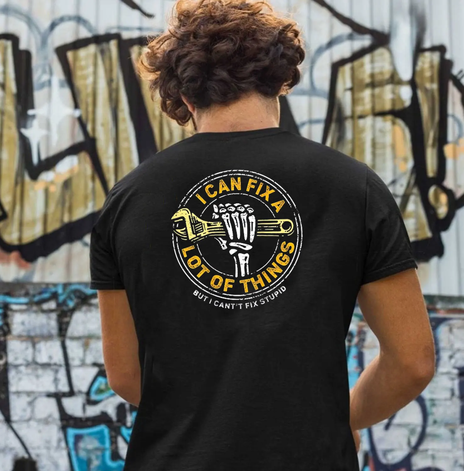 I Can Fix A Lot of Things But I Can't Fix Stupid Print on Back Funny Men T-Shirt  Graphic T Shirts Men Clothing Cotton Tee Tops