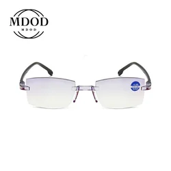 Women Men Frameless Anti-blue Light Portable Reading Glasses Eyewear Glasses +100+150 +200+250+300+350+400