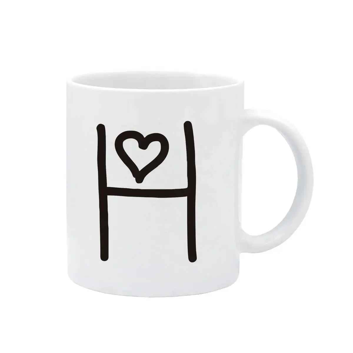 Birthday Age Name English Letter H LOVE Large Handle High Quality White Ceramic Mug 11 oz Cold and Hot Drink Coffee Cup