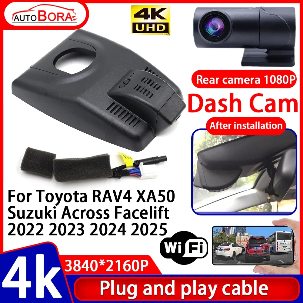 

Recorder Night Visio 4K Plug and Play Car DVR Dash Cam Camera for Toyota RAV4 XA50 Suzuki Across Facelift 2022 2023 2024 2025