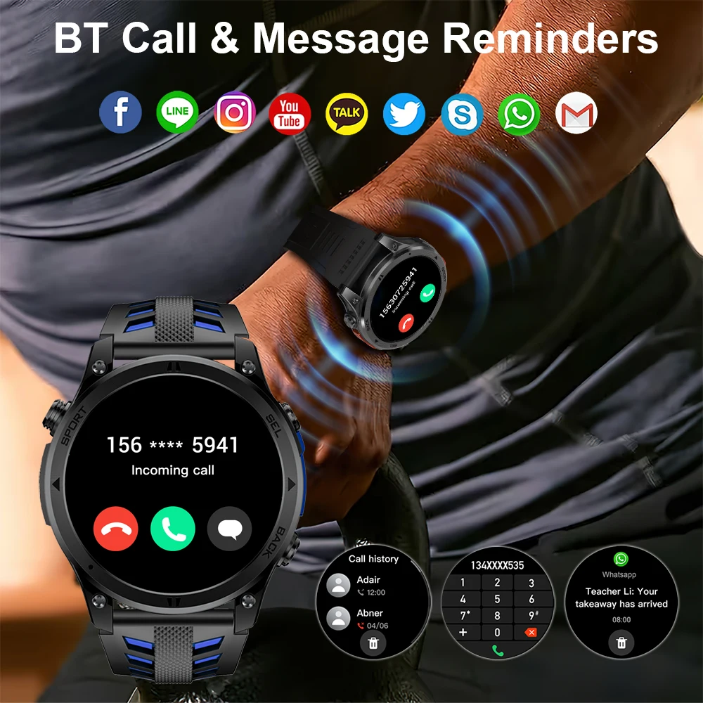 MEVADEN 1.46 inch 360*360 Screen Smart Watch Men Bluetooth Call Smartwatch Sports Health Monitor 530mAh Watch for Male