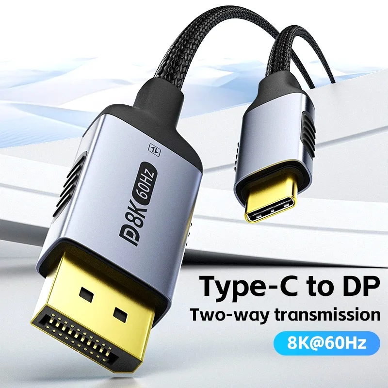 USB C to DP 2.1 Cable 8K@60Hz 4K@144Hz For Thunderbolt 4/3 Type C to DisplayPort 2.1 Cable for MacBook Huawei  Air Projector view 3