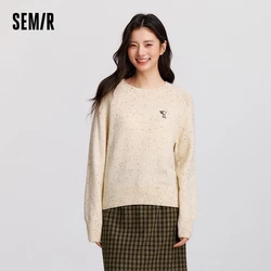 Semir Sweater Women Raglan Sleeve Embroidered 2024 New Winter Wool Sweater Containing Wool