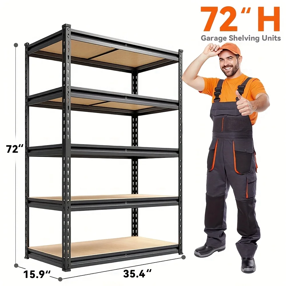 

2000-Pound Garage Storage Rack, Heavy-Duty Storage Shelf, 5-Tier Metal Shelving Unit with A Sturdy Frame Design. Suitable for St