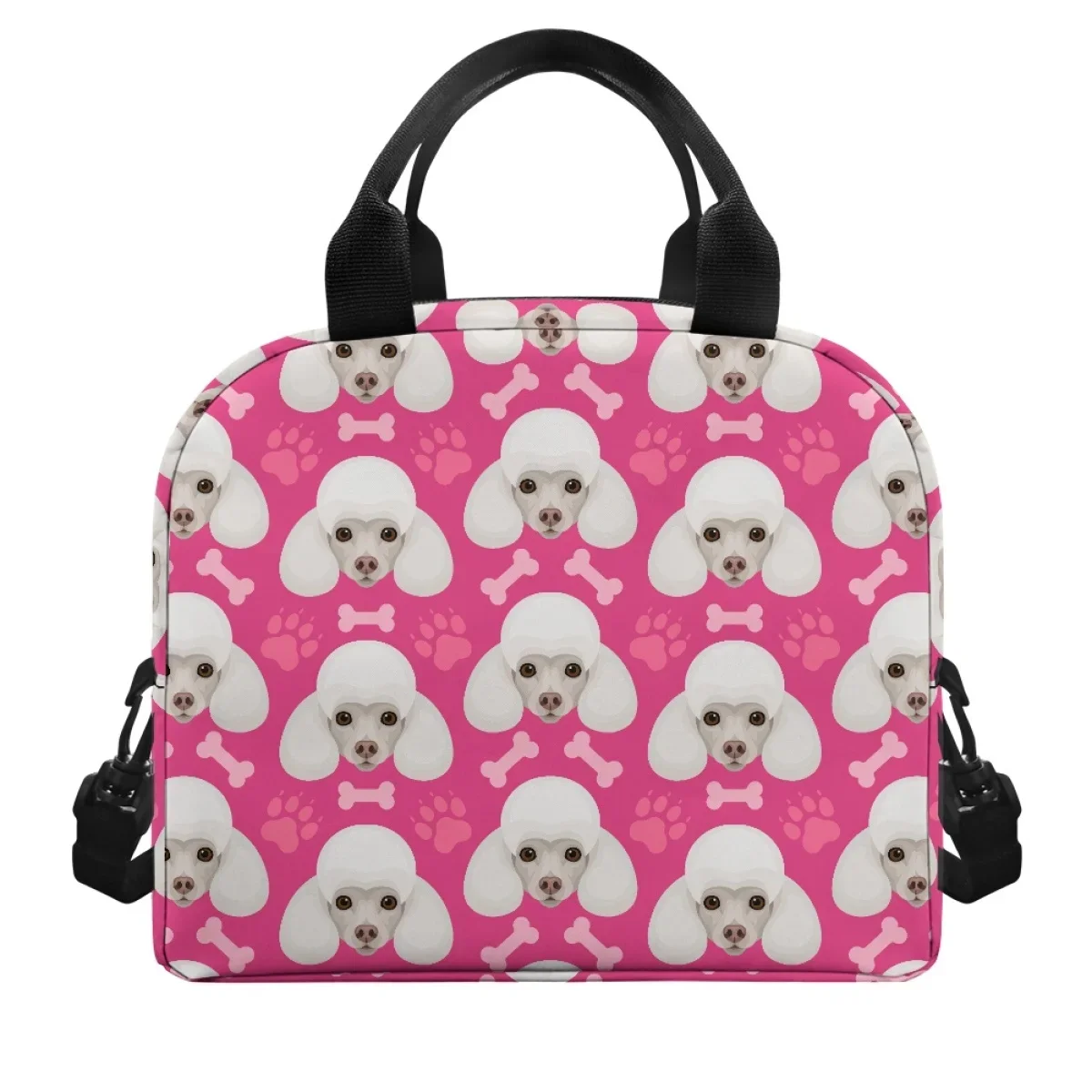 Lovely White Poodle Print Mulit Large Capacity Handbag Hot Sales Easy To Carry Lungbag Fashion Outdoor Double Layer Bag Satchel