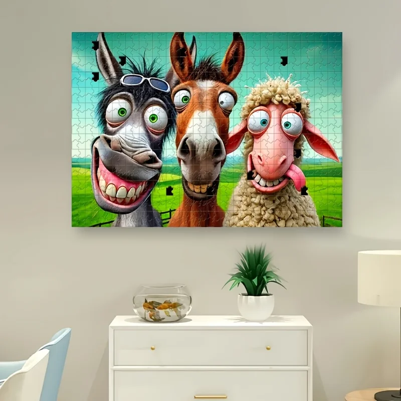 1000pcs Puzzle Game with Funny Donkey Characters - Challenge for Adults & Families, Christmas/Halloween Party Activity, Educat - view 4