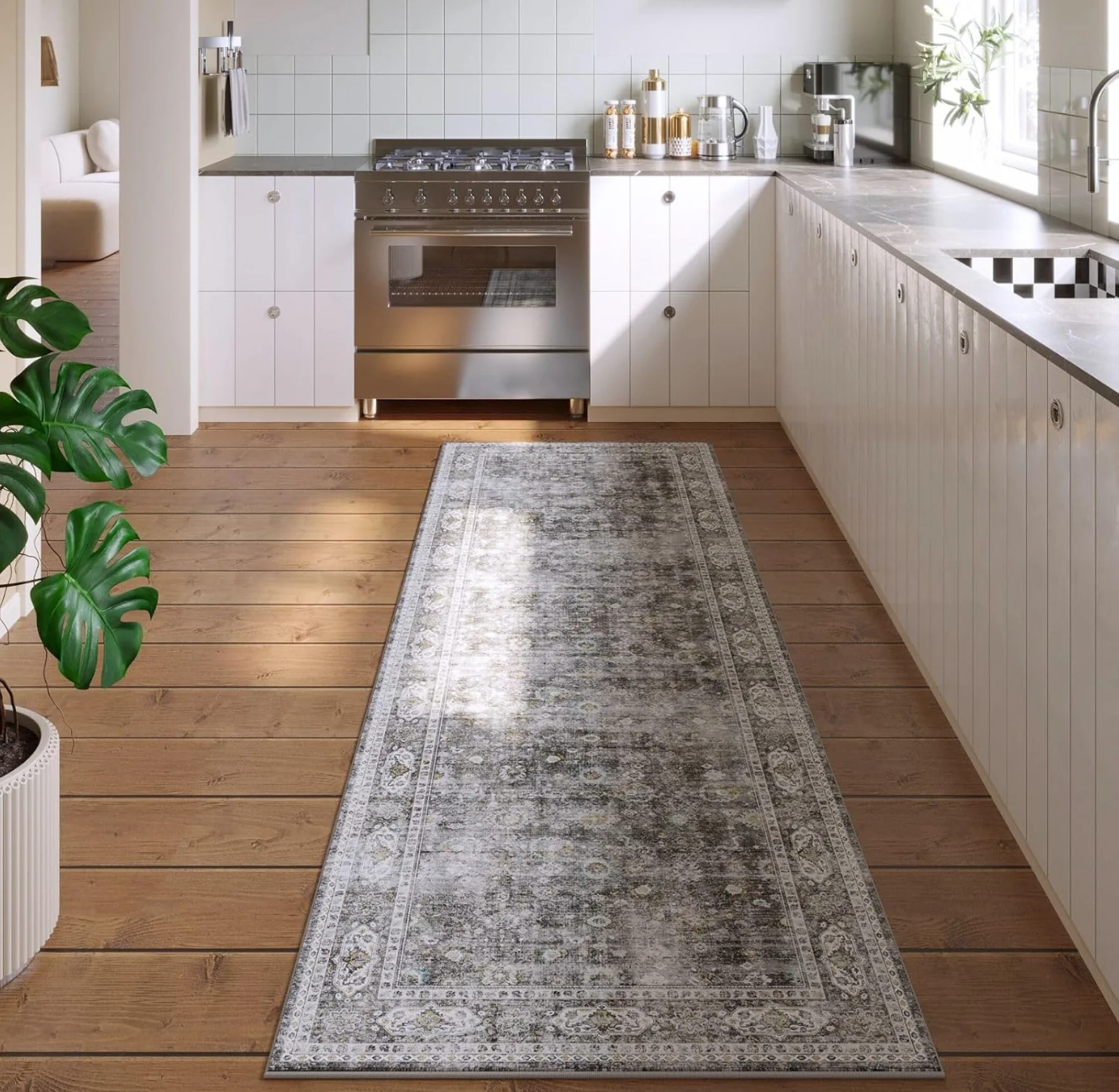 Heißer Verkauf Küchenläufer Teppiche Abstrakte Blumen Vintage Ethnische Rutschfeste Weiche Langlebig für Küche Gang Schlafzimmer Dekor