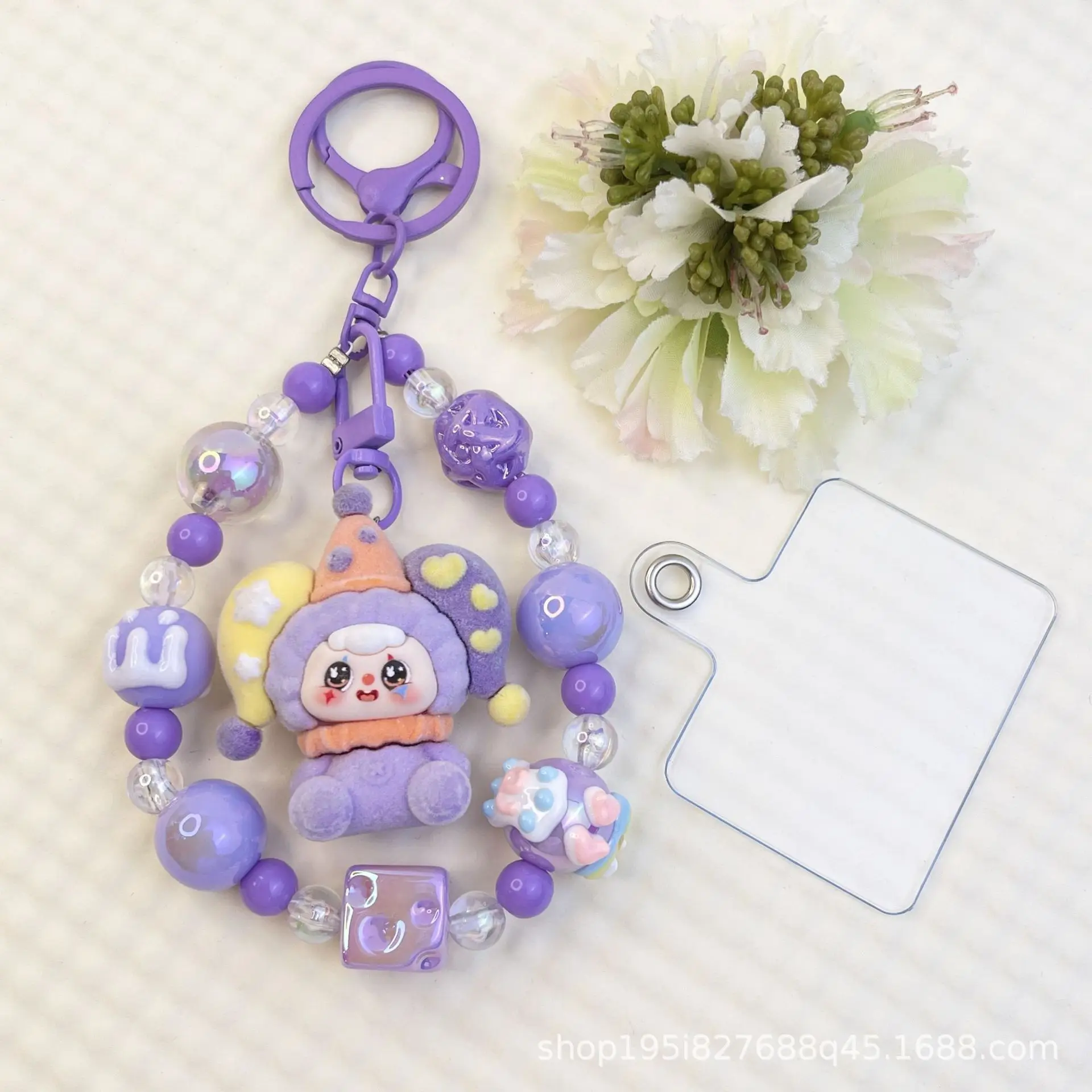 

1PCSNew color bead-stringed mobile phone chain key figurine pendant accessory keychain