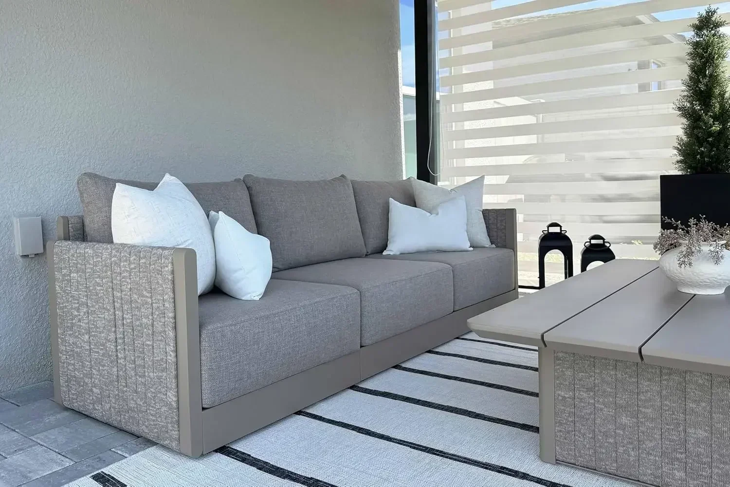 Flash Sale Hot salesPatio Furniture Set 9 Pieces Outdoor Conversation Sets PP Rope Patio Sofa with Cushions and Table Manual Wea