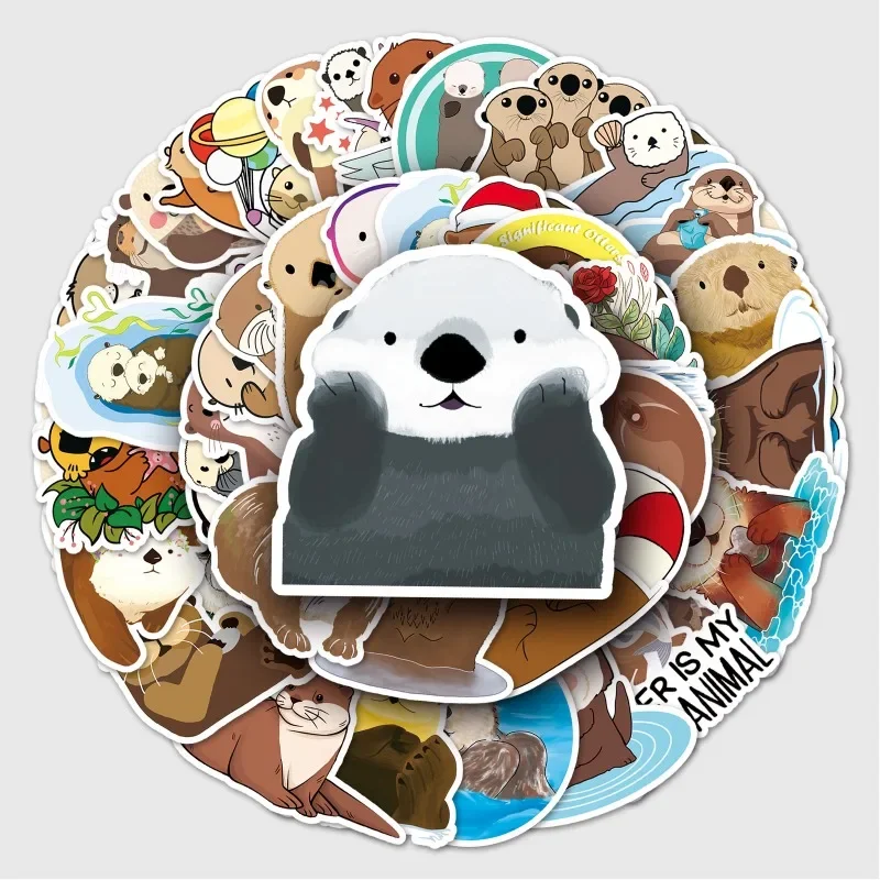 kawaii otter adesivos para criancas desenhos animados adesivos laptop mala skate guitarra telefone presente brinquedos 50 pcs 01