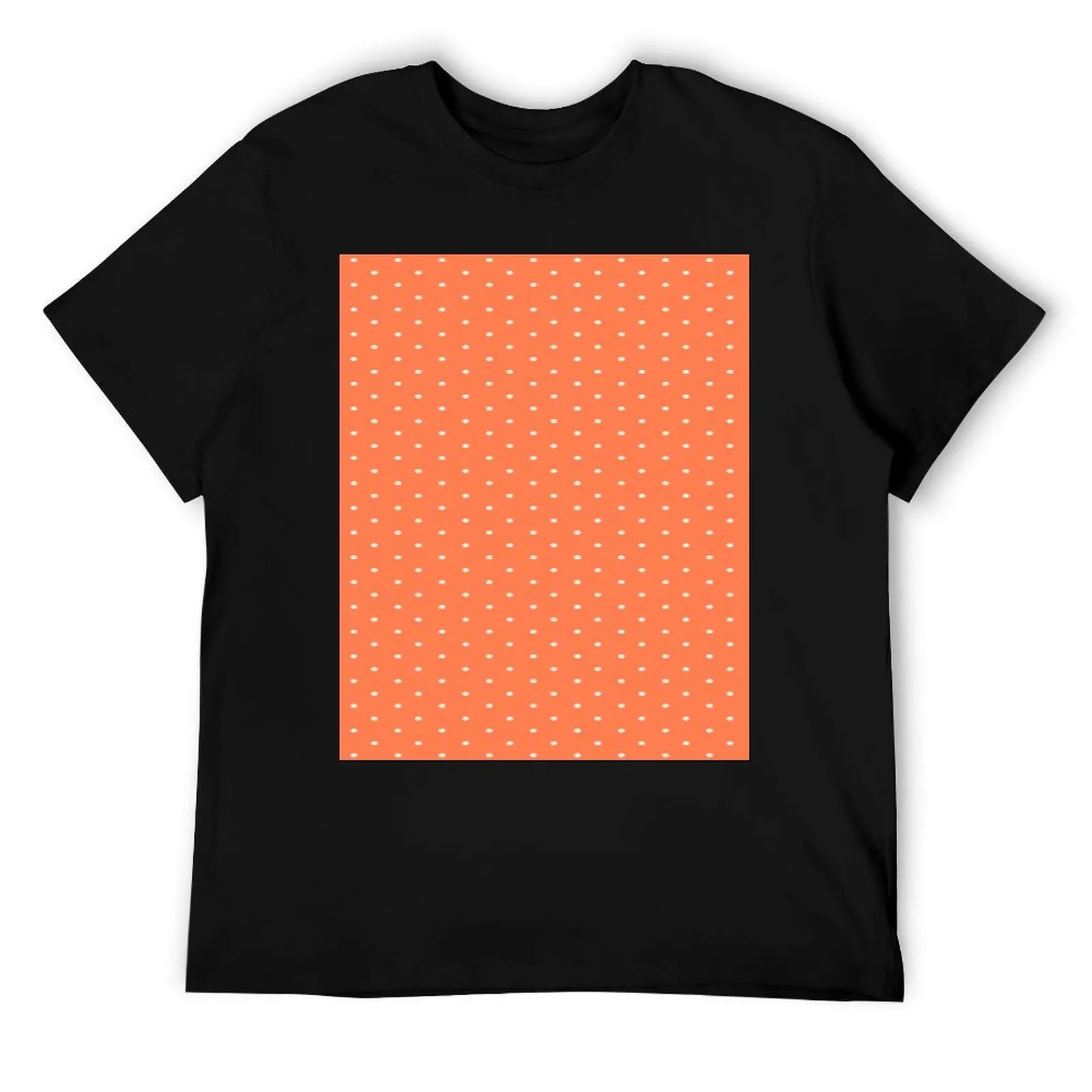 

White polka dots on coral color background T-Shirt t shirts for man pack cotton man t shirts high quality luxury brand T-Shirt