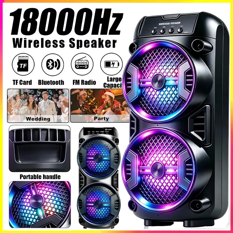Professional Large Bluetooth Speaker with Microphone, Portable Design, Featuring JBL Subwoofer Party Box, LED Lights, Compatible with BT/USB/TF/AUX/FM/TWS/MIC/EQ Functions, Professional Karaoke. Ideal Gift for Birthdays, Christmas, and New Year