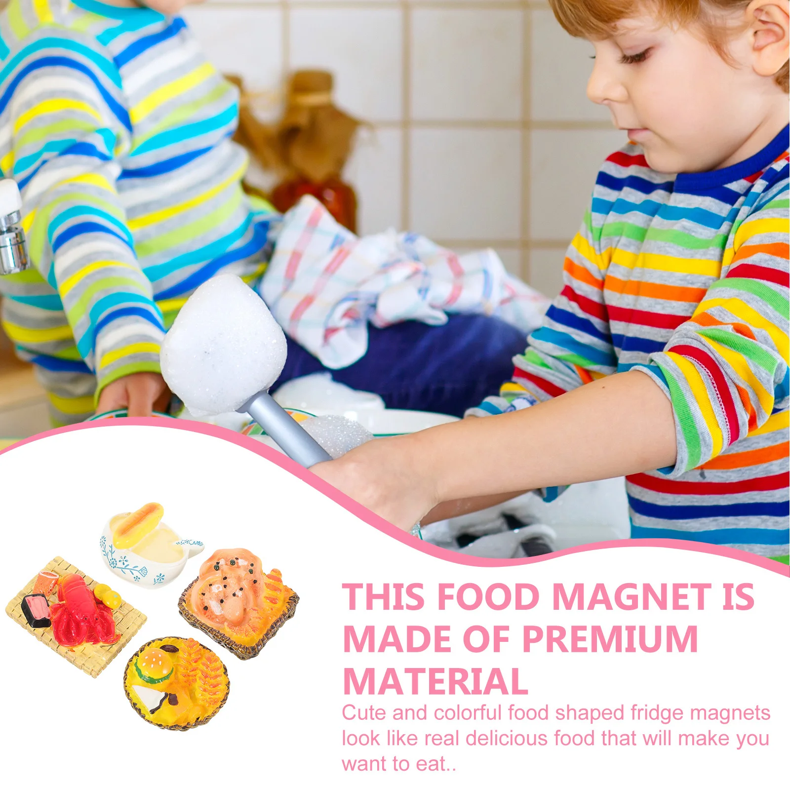 

4 Pcs Magnet Kitchen Magnets Creative Fridge Cartoon Refrigerator Food Aesthetic Cute