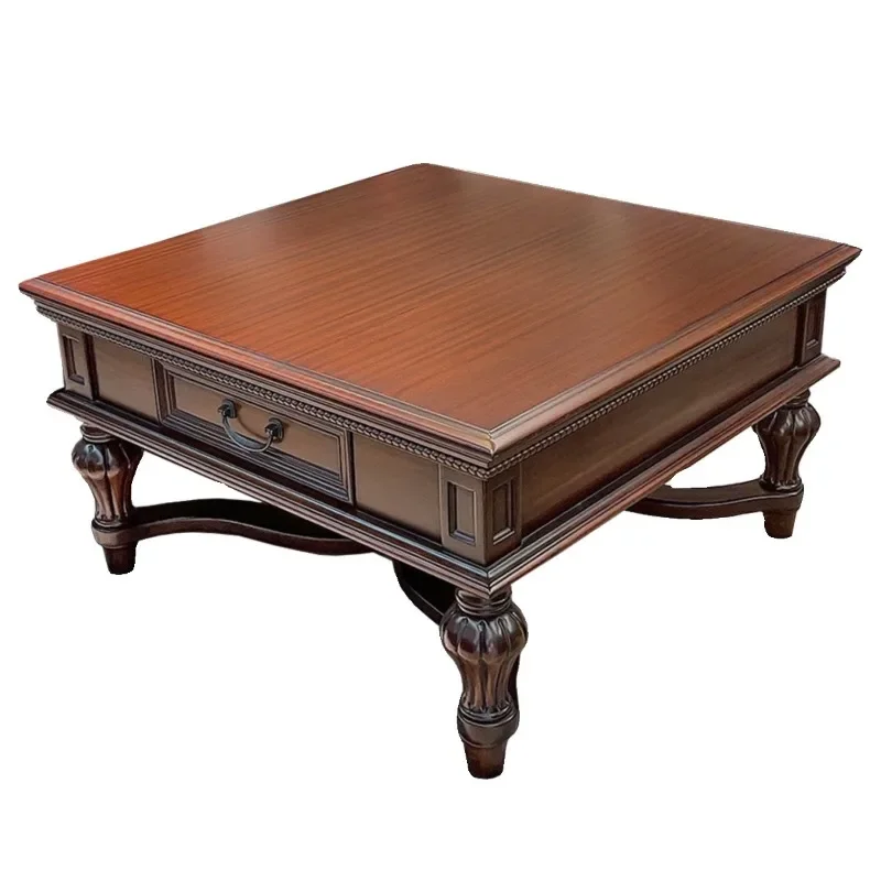 American solid wood large coffee table, black walnut neoclassical simple beauty 1.8 meters generous villa living room furniture