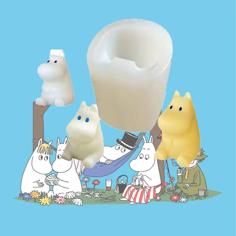Hot Cute Anime Moomin Series Silicone Mold Cartoon Character Creativity Cute DIY Aromatherapy Candle Silicone Mold Holiday Gifts