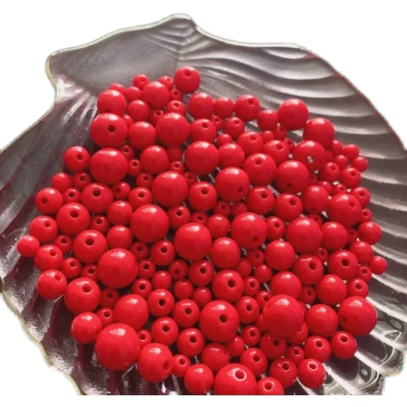 Round Shape Acrylic Beads for Jewelry Making, Loose Spacer Beads, DIY Charms, Bracelet and Necklace Accessories, Red, 6-12mm