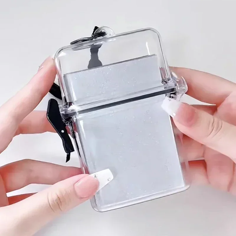 New Transparent 3 Inch Photocard Holder Photo Storage Box with Rope Card Holder Plastic Square Dustproof Box Desk Accessories