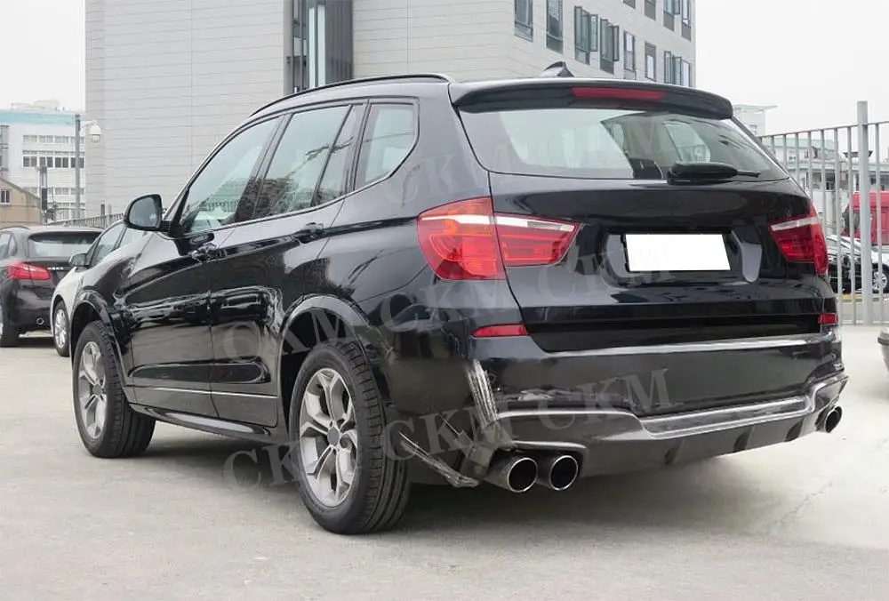 ألياف الكربون المصد الخلفي الشفاه الجسم أطقم الناشر اكسسوارات السيارات لسيارات BMW X3 F25 M Sport 2014 2015 2016 2017 FRP الأسود الناشر