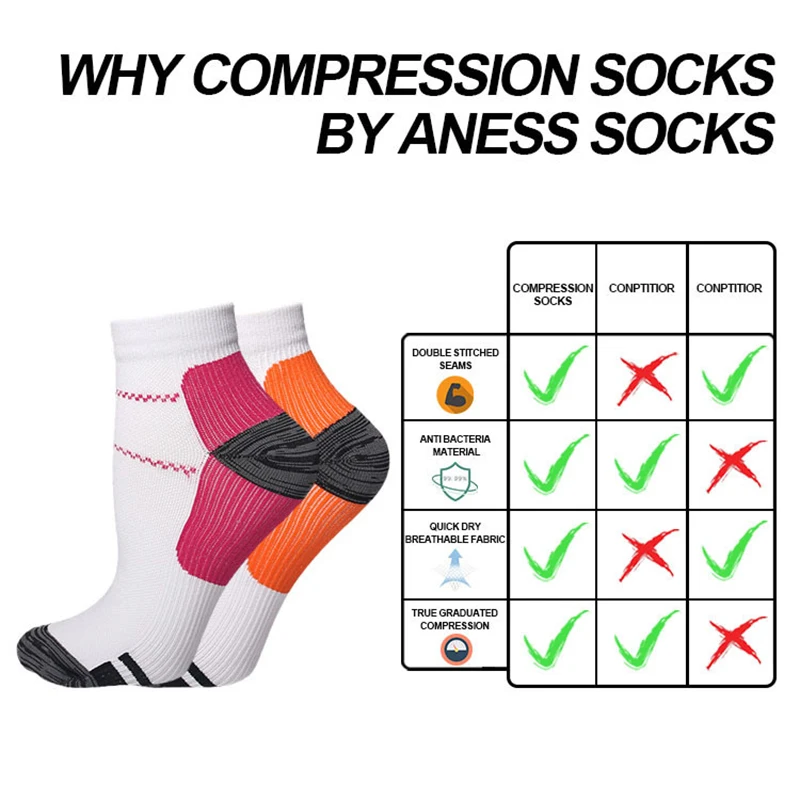 1Pairs Men Women Socks Couples Elastic Pressure Compression Socks Outdoor Sports Trail Running Cycling Ankle Socks Boat