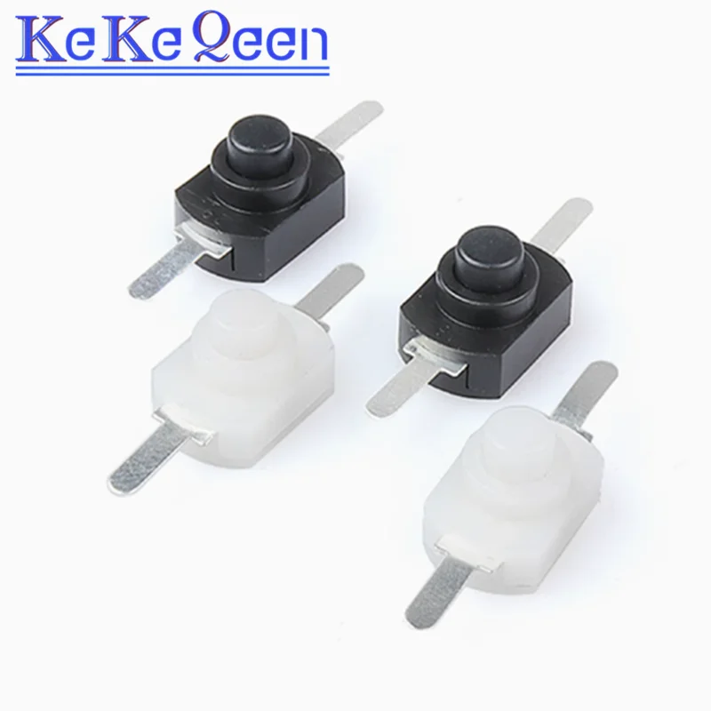 100PCS/LOT 12*8MM DC 30V 1A Black and White On Off Self locking Mini Push Button Switch for Electric Torch 1208YD 1288BM