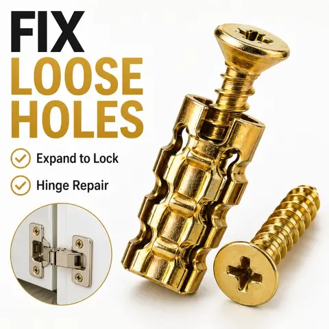Hinge Repair Screws Expansion Anchors 6x14mm Kit for Stripped Door Hole Thread Cabinet Wood Heavy Duty Fastening Repair Set