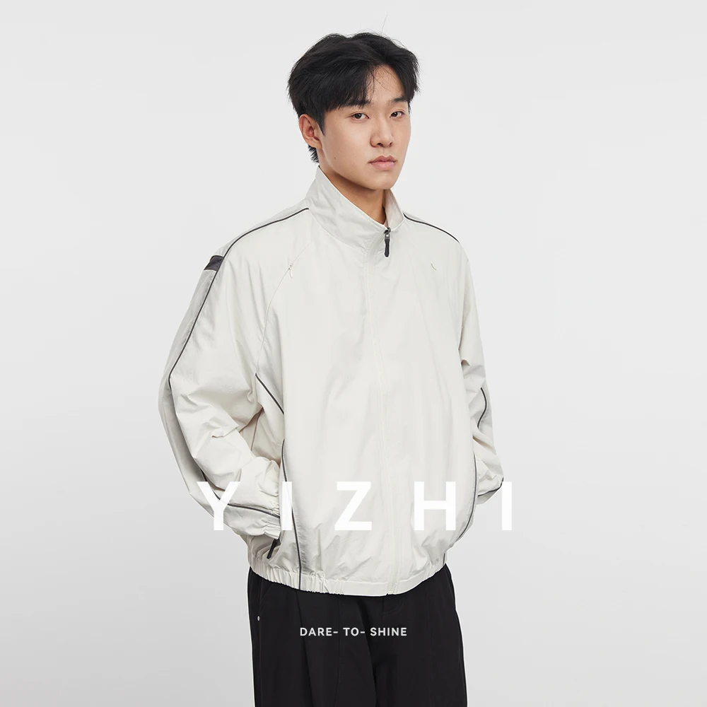 

Fashion Men's Colorblock Stand Collar Jacket 2025 Autumn New American Style Outdoor Sports Loose Casual Tops Men's Jacket