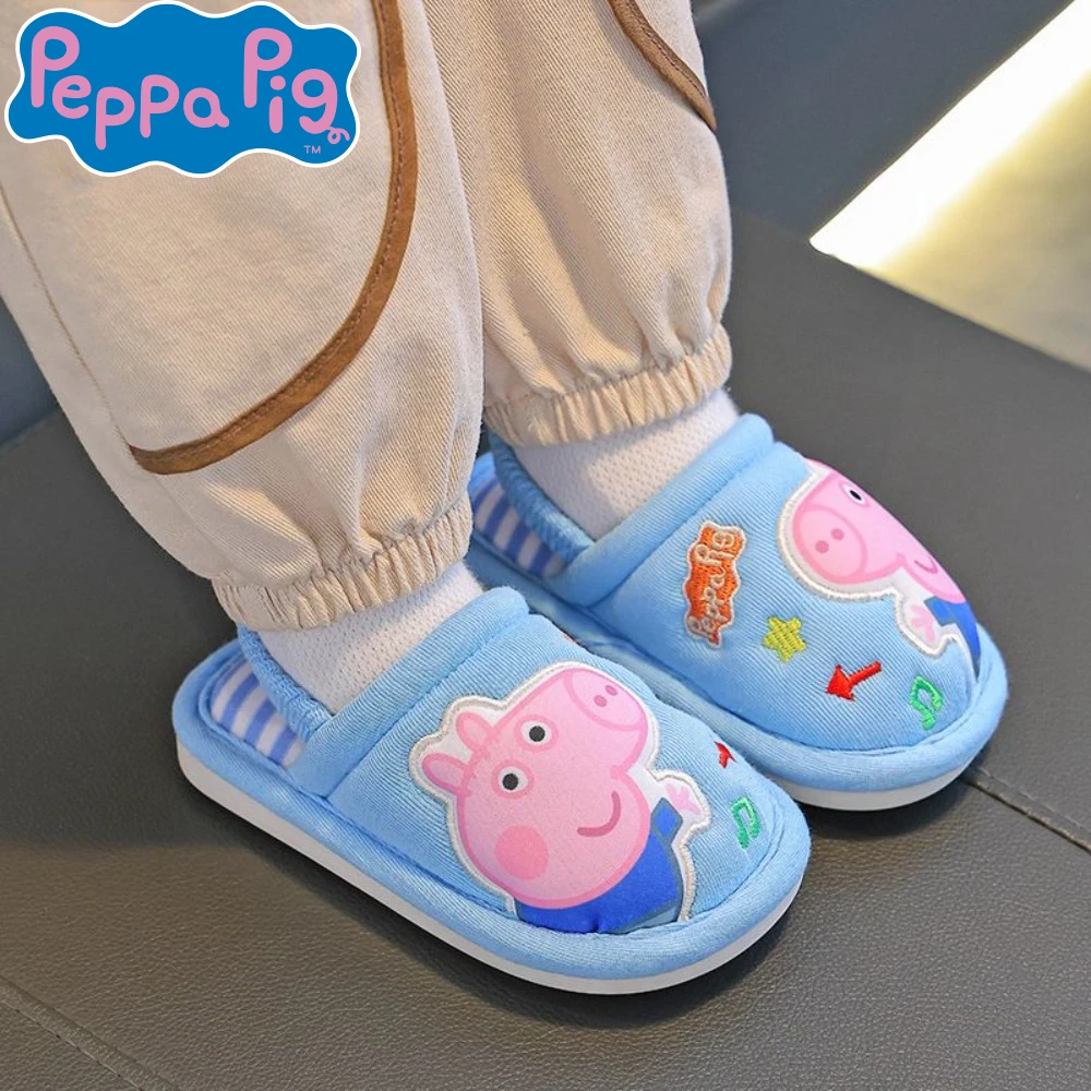 Kawaii Peppa Pig Children's Slippers the four seasons Cartoon Cute Soft Sole Breathable Non Slip Indoor Boy Girls Slippers Gifts