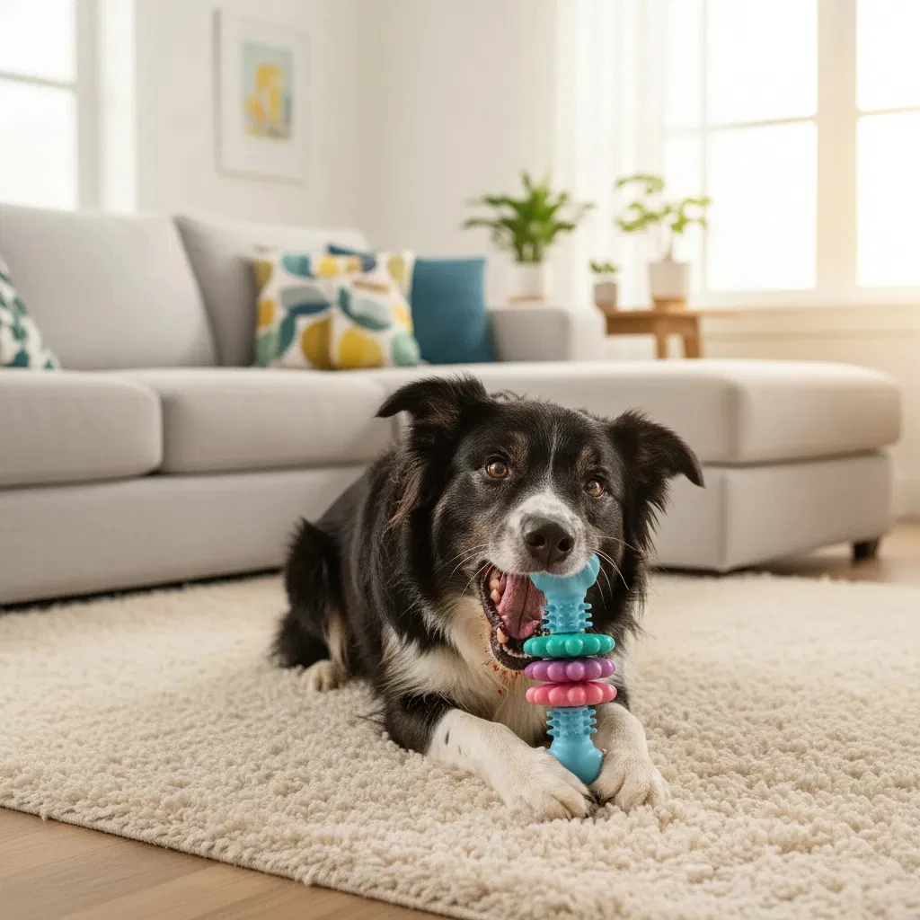 Kauspielzeug für Hunde, die Spielzeug schnell zerstören - Langlebiger Thermoplastischer Gummi mit Geometrischem Design, Hilft bei der Zahnreinigung