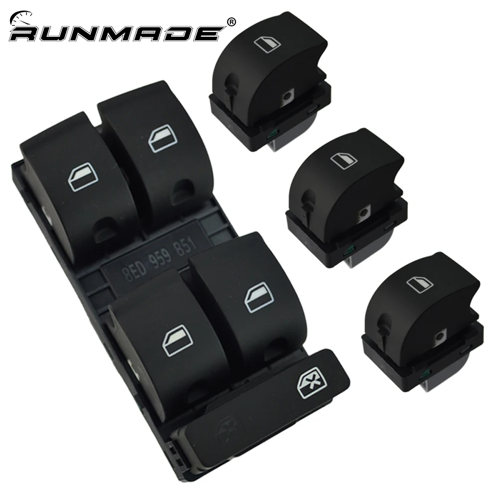 runmade Electric Power Master Window Switch Panel for Audi A4 B6 B7 Window Switches 8ED 959 851 8E0 959 851 / 8ED 959 855