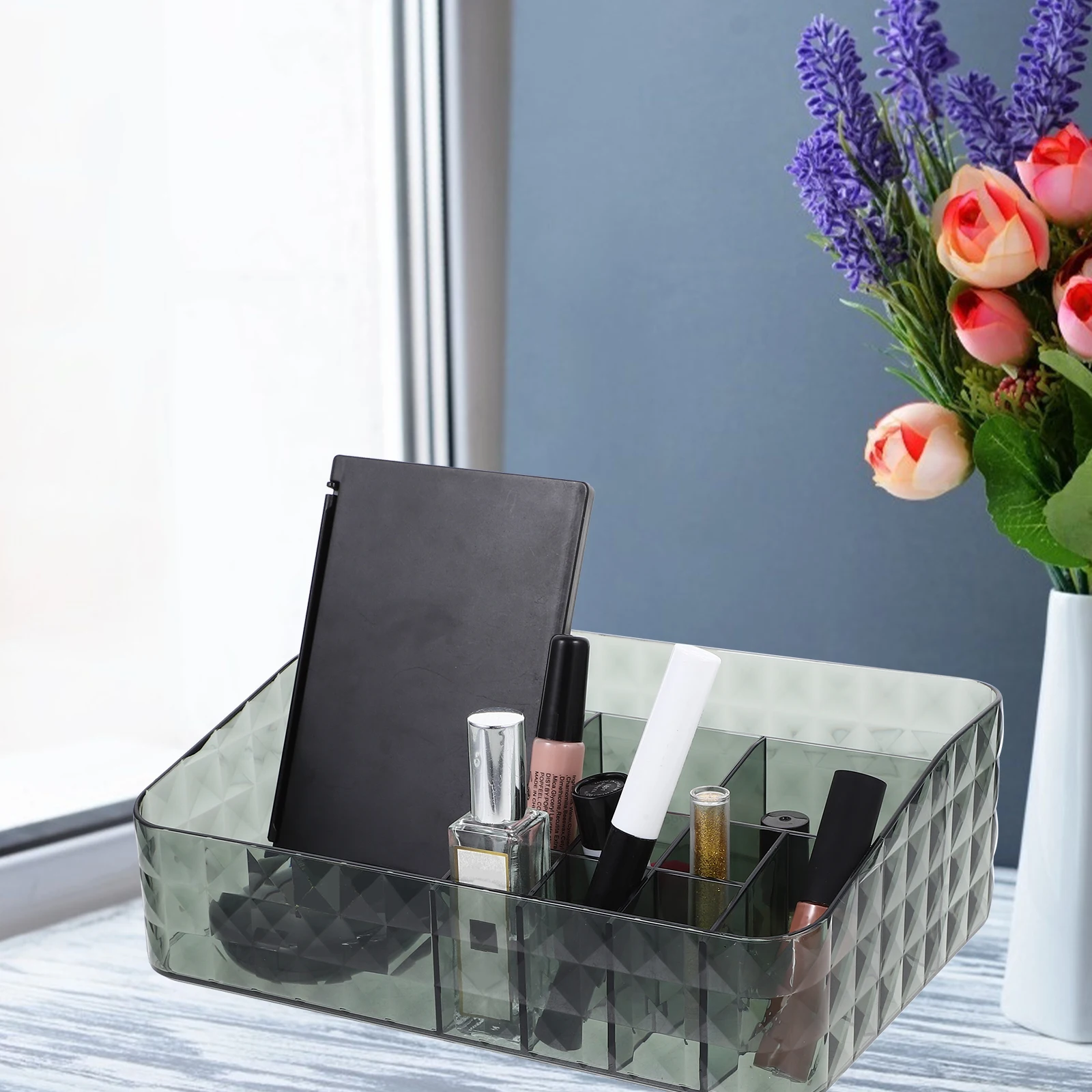

Transparent Multi compartment Drawer type Large capacity Desktop Storage Rack ganizers For Desk Storage Box