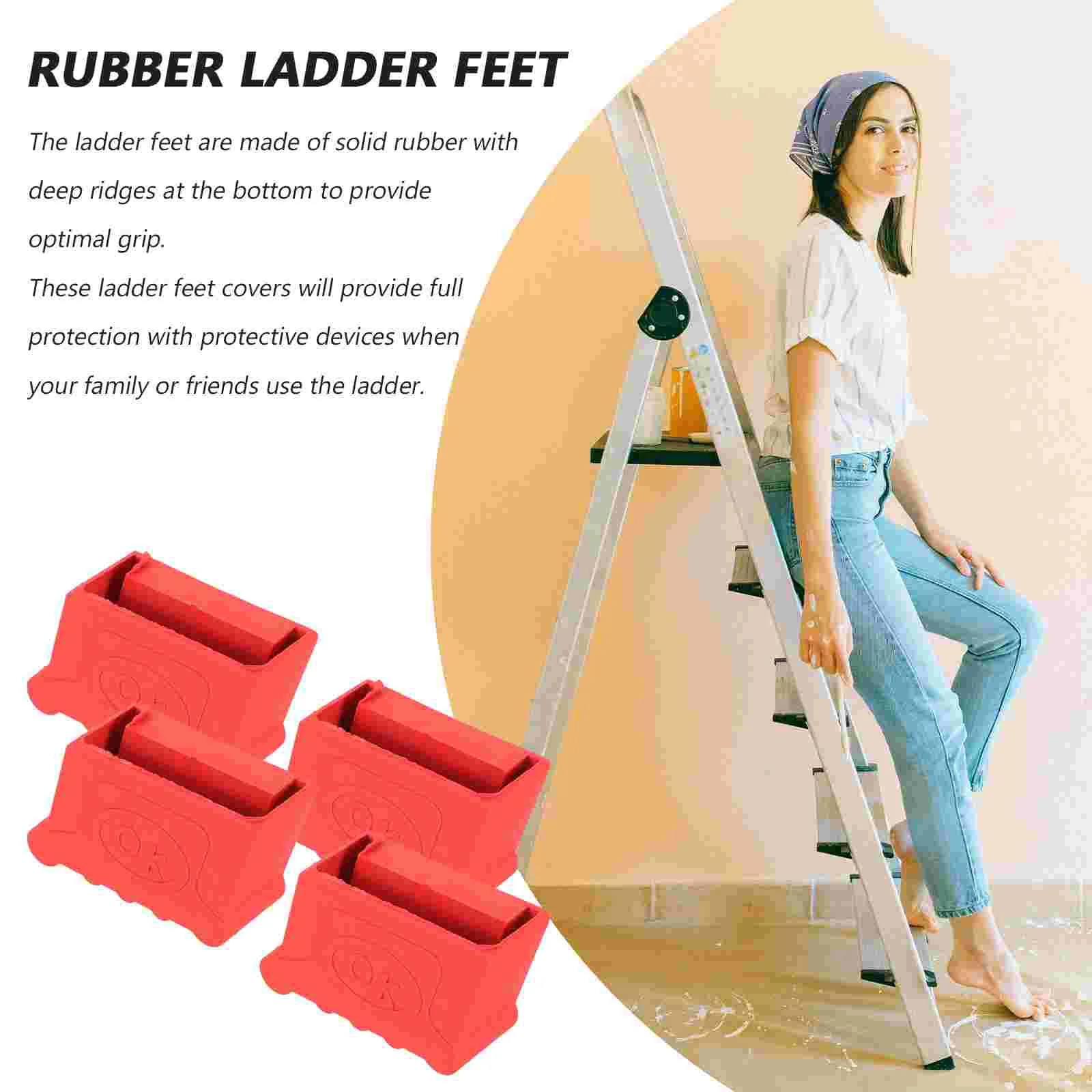 Nonslip Ladder Protector Ladders for Home Leg Cover Boots Rubber Extension Feet Caps Area Rugs