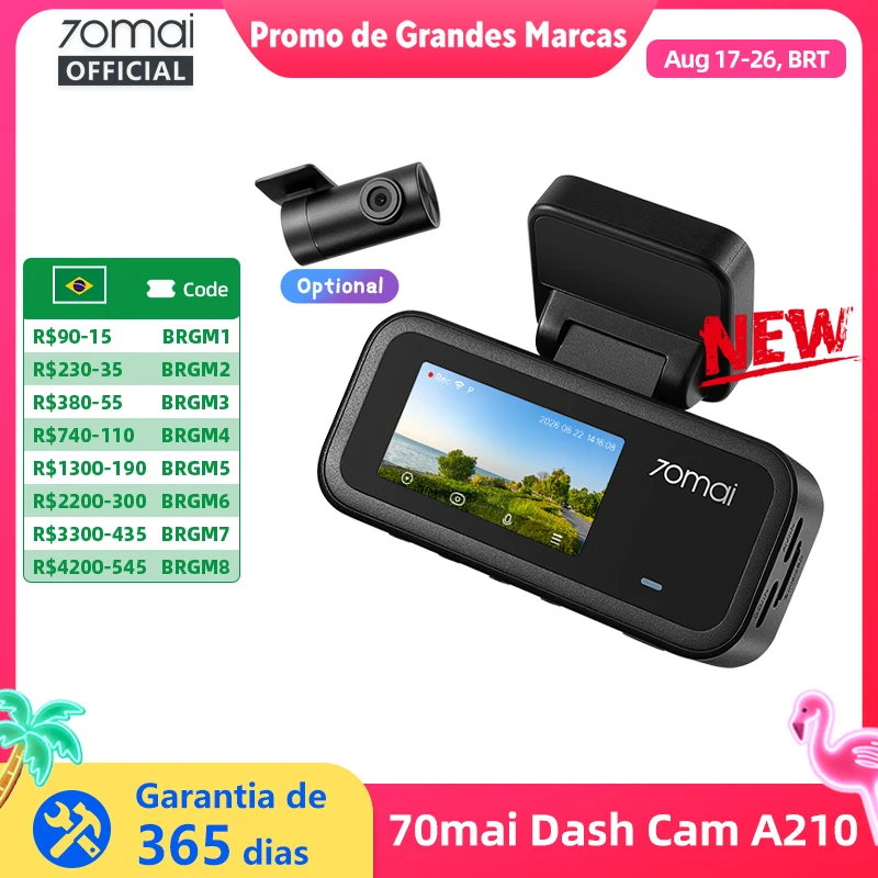 70mai A210 Câmera Veicular 1080P HDR com Visão Noturna