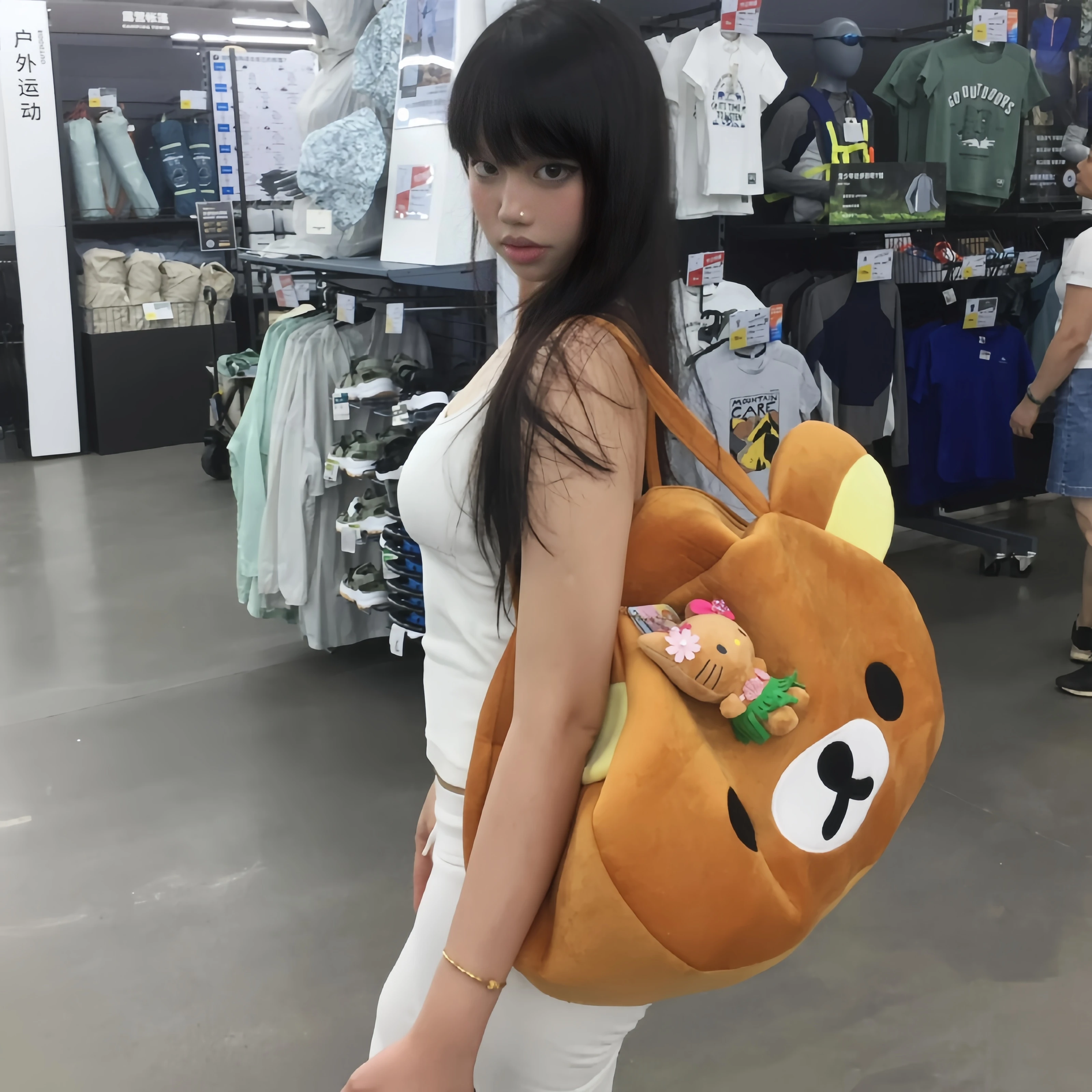 

Large Capacity Rilakkuma Plush Handbag Cute Brown White Bear Cartoon Tote Bag Soft Casual Shoulder Bag For Women Daily Shopping