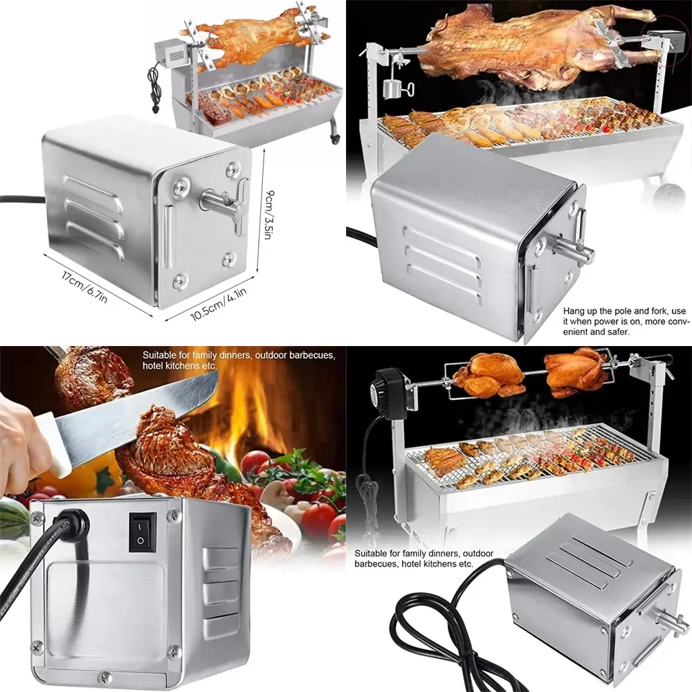 BBQ Grill Roaster Electric Motor Goat Pig Chicken BBQ Spit Rotisserie Outdoor Barbecue Accessories SP-S40 Stainless Steel